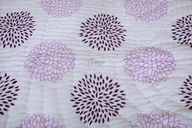 Swep & Shop Swep & Shop Hand Block Jaipuri razai/Quilt with Latest Print Double Bed Quilt with Cotton Soft and Light Weight (90 x 105 inch) Reversible Color - All Seasons Comfort Quilt - Image 3
