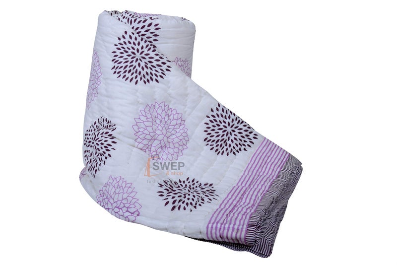 Swep & Shop Swep & Shop Hand Block Jaipuri razai/Quilt with Latest Print Double Bed Quilt with Cotton Soft and Light Weight (90 x 105 inch) Reversible Color - All Seasons Comfort Quilt - Image 2