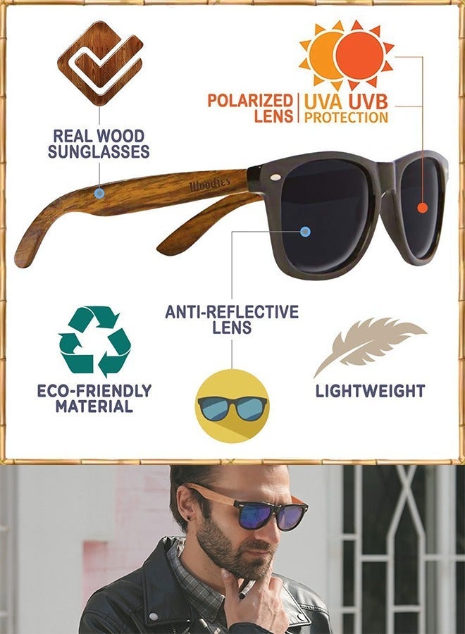 AZorb Wood Polarized Sunglasses for Men and Women Cool Style Eye Retro Sun Glassess with Wooden Temple Mens Womens UV400 Protection Shades - Image 4