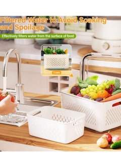 Yoawllty 5Pcs Food Storage, Fridge Storage Organizer with Removable Draining Colanders and Lid, Leakproof Fridge Organizer for Fruit, Vegetables, Salad, Berry, Lettuce and Meat Keeper Fresh  - Image 4