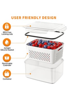 Yoawllty 5Pcs Food Storage, Fridge Storage Organizer with Removable Draining Colanders and Lid, Leakproof Fridge Organizer for Fruit, Vegetables, Salad, Berry, Lettuce and Meat Keeper Fresh  - Image 5