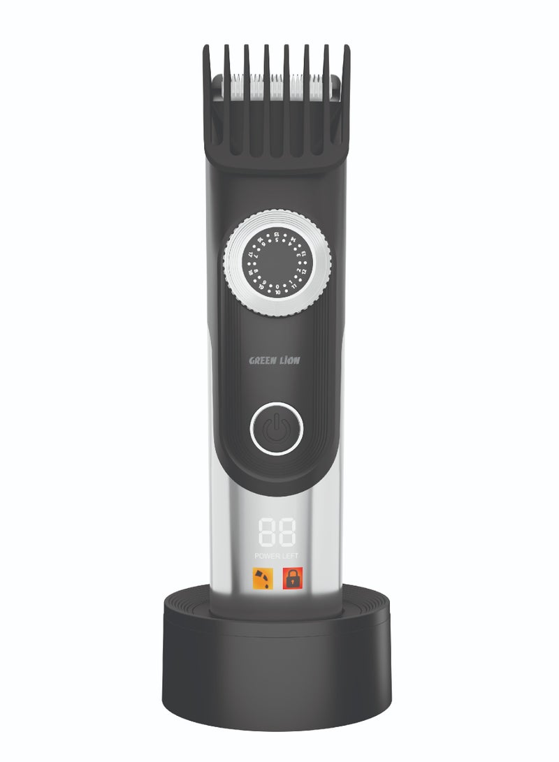 GREEN LION Trim Gen''70 Body Hair Trimmer with 6000 RPM Motor & 90 Min Runtime / 2 Guide Combs / 2 Speed Levels / LED Status Indicator / Corded & Cordless / Charging Base - Black - Image 1