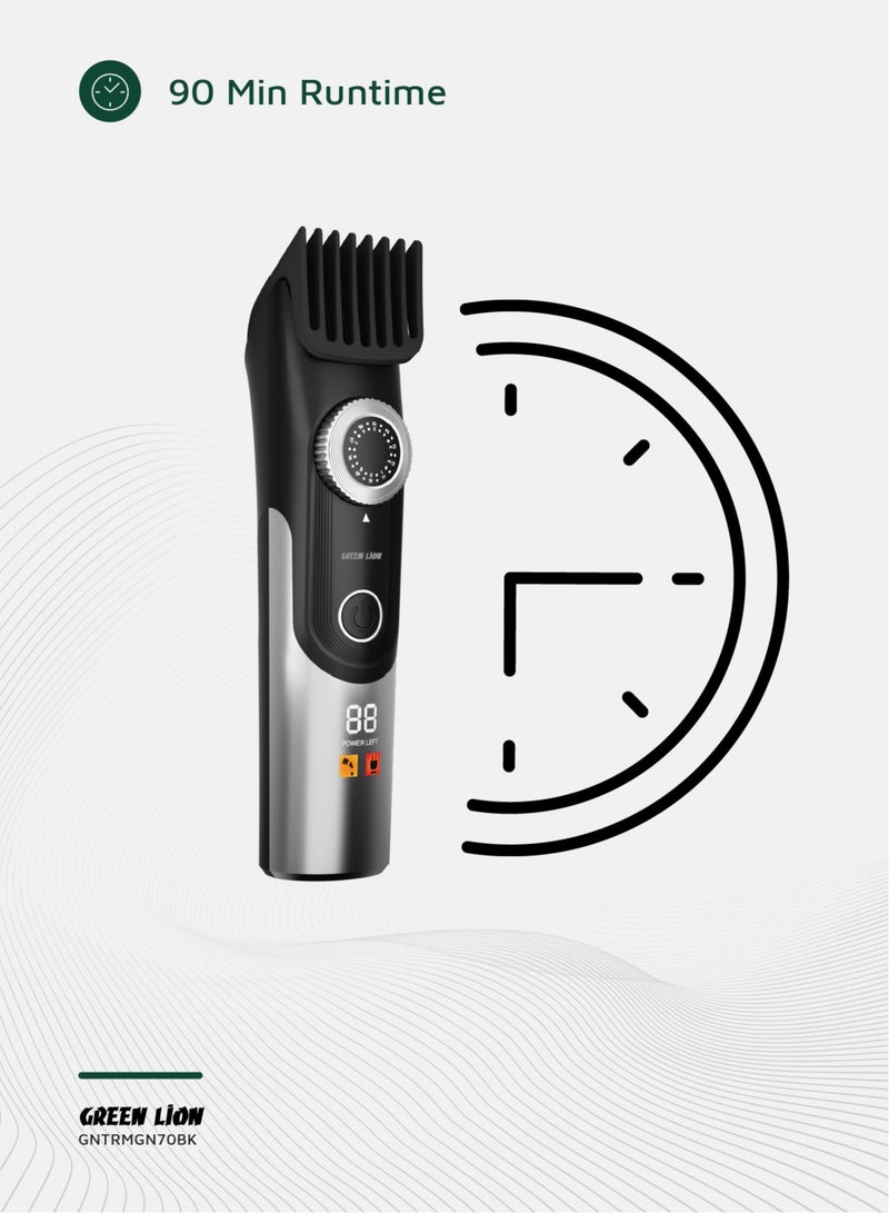 GREEN LION Trim Gen''70 Body Hair Trimmer with 6000 RPM Motor & 90 Min Runtime / 2 Guide Combs / 2 Speed Levels / LED Status Indicator / Corded & Cordless / Charging Base - Black - Image 3
