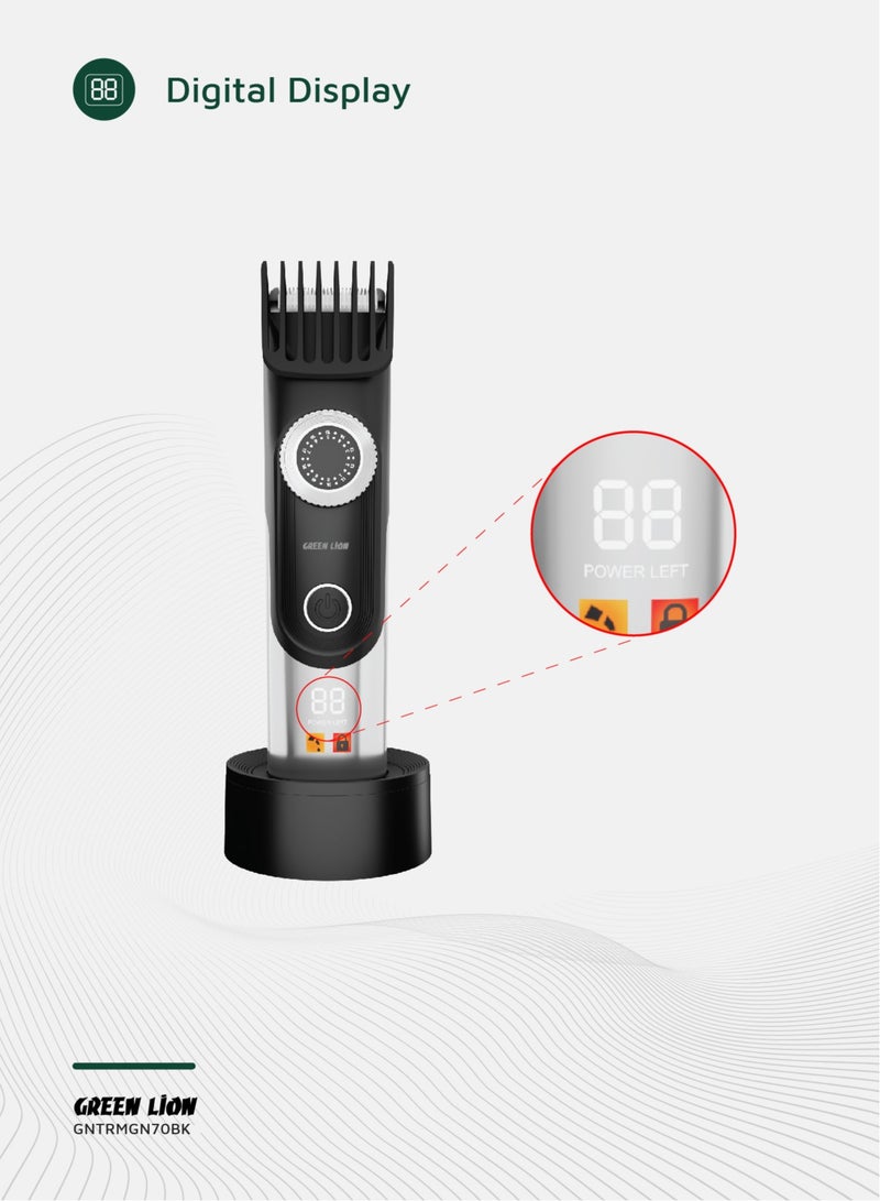 GREEN LION Trim Gen''70 Body Hair Trimmer with 6000 RPM Motor & 90 Min Runtime / 2 Guide Combs / 2 Speed Levels / LED Status Indicator / Corded & Cordless / Charging Base - Black - Image 4