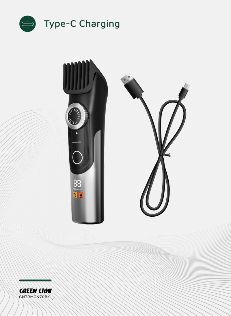 GREEN LION Trim Gen''70 Body Hair Trimmer with 6000 RPM Motor & 90 Min Runtime / 2 Guide Combs / 2 Speed Levels / LED Status Indicator / Corded & Cordless / Charging Base - Black - Image 5