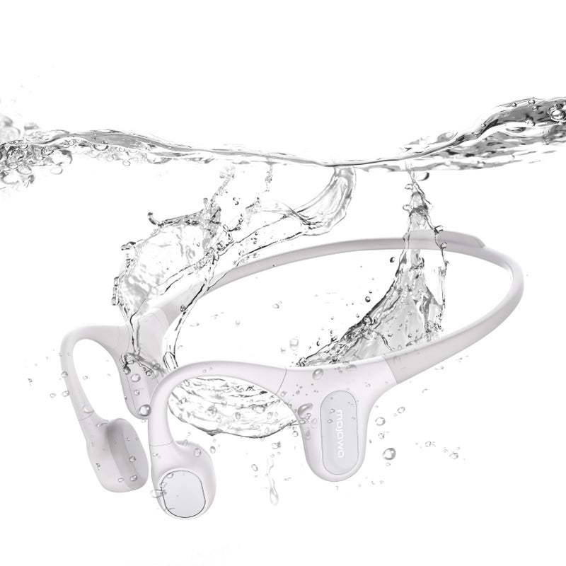 mojawa Run Plus Bone Conduction Headphones, IP68 Waterproof Swimming Headphones, Bluetooth Open Ear Wireless Headphones with 32G MP3, Secure Fit Design for Running, Swimming, Cycling, Workouts, Gray - Image 1