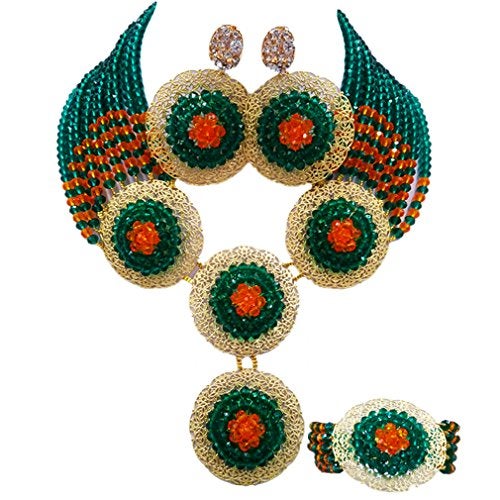 aczuv African Beads Jewelry Set 2017 Nigerian Wedding Necklace and Earrings for Women (Multicolors) - Image 5