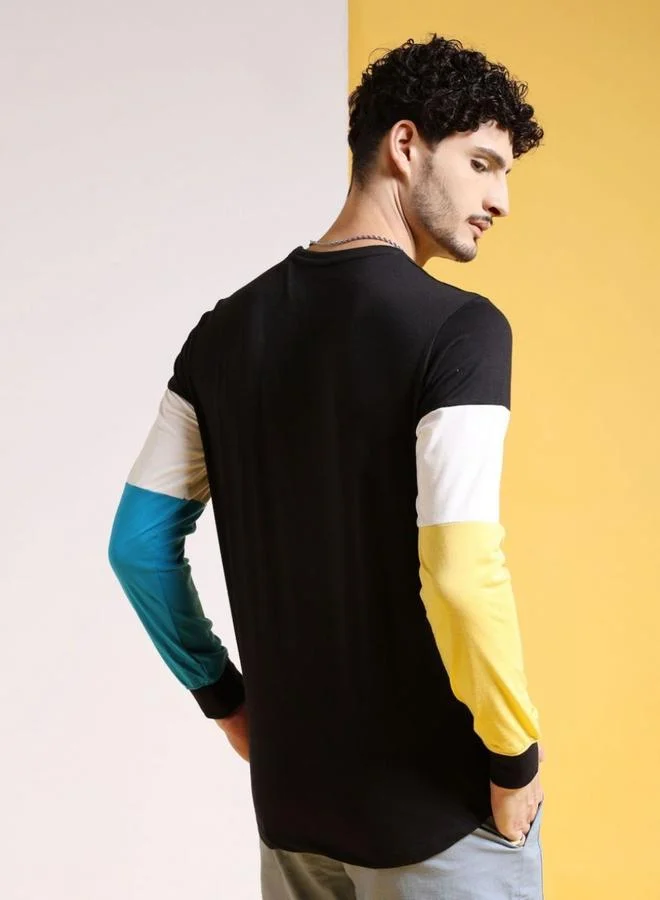 The Indian Garage Co The Indian Garage Co Men Black Color Block Printed Casual T-Shirt