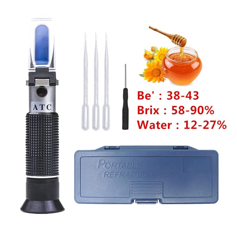 Refractometer, Water Honey Refractometer with ATC Calibration Honey Moisture Meter Tester for Beekeeper(Set 1 with Box) - Image 2