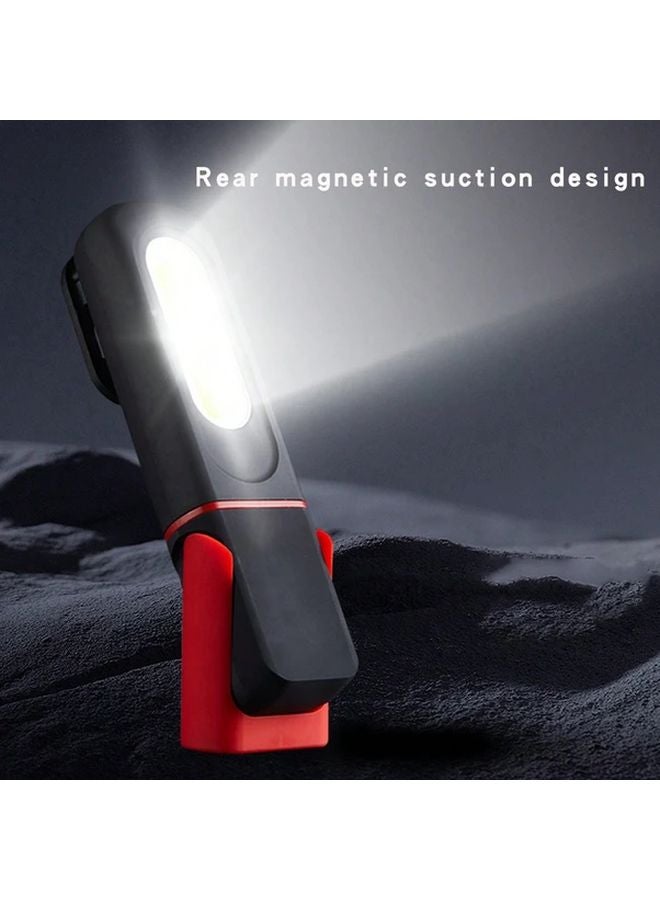 Black Red Rechargeable LED Work Light COB Technology Magnetic Base USB Charging 1200mAh - Image 1