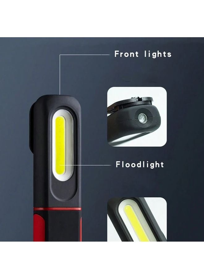 Black Red Rechargeable LED Work Light COB Technology Magnetic Base USB Charging 1200mAh - Image 5