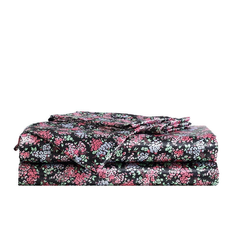 Betsey Johnson - Bed Sheets  Luxurious Satin Bedding with Matching Pillowcases  Deep Pocket  Smooth & Silky Room Essentials (Confetti Floral Pink  Queen) - Image 1