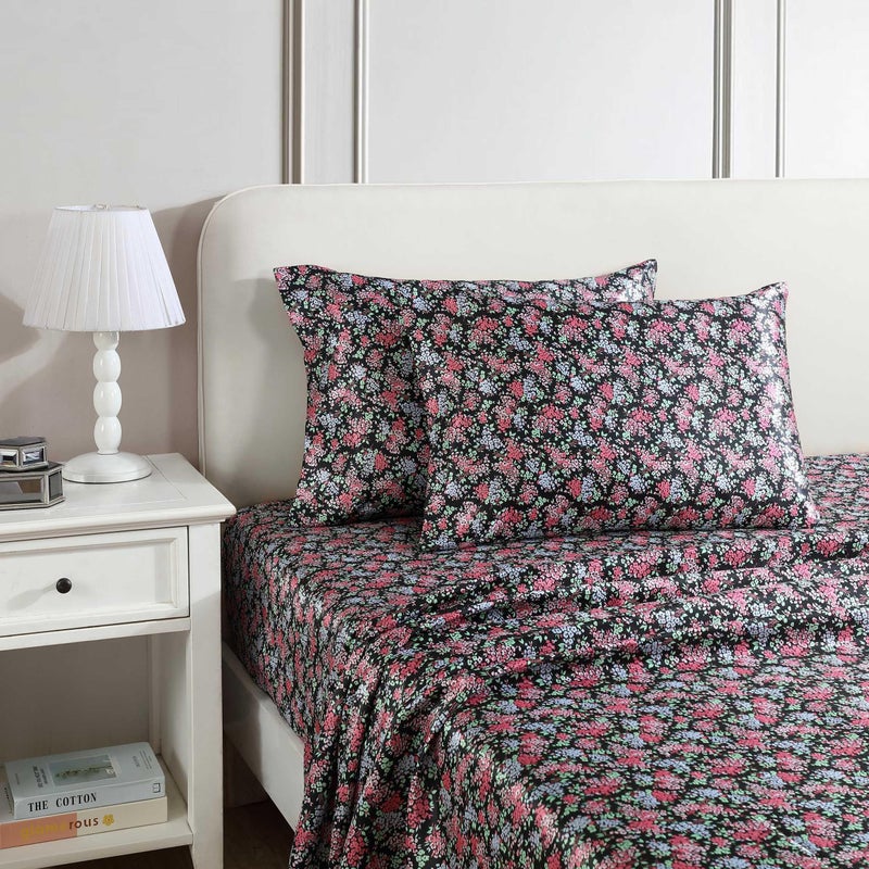 Betsey Johnson - Bed Sheets  Luxurious Satin Bedding with Matching Pillowcases  Deep Pocket  Smooth & Silky Room Essentials (Confetti Floral Pink  Queen) - Image 2