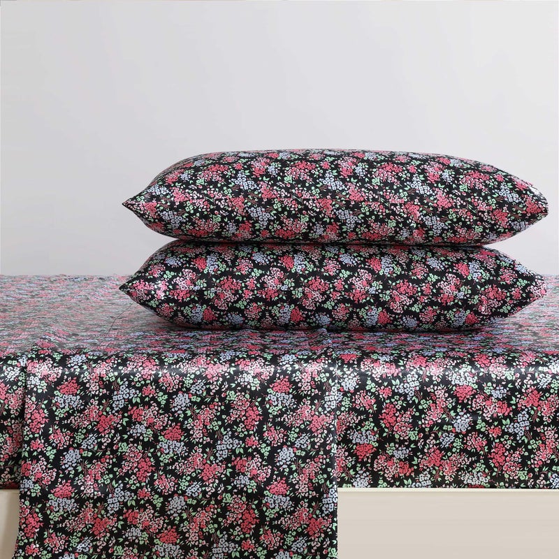 Betsey Johnson - Bed Sheets  Luxurious Satin Bedding with Matching Pillowcases  Deep Pocket  Smooth & Silky Room Essentials (Confetti Floral Pink  Queen) - Image 3