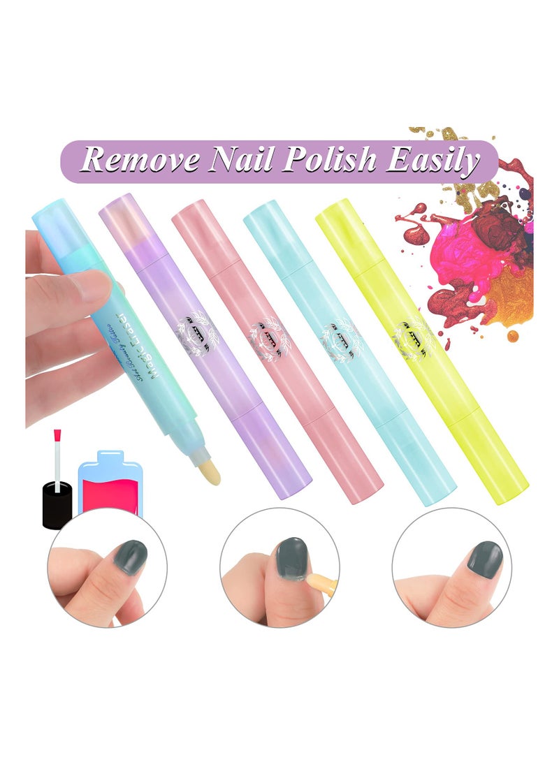 8 Pieces Nail Polish Corrector Pen Makeup Corrector Remover Pen Nail Polish Remover Pen Remover Mistakes Cleaner Nail Edge Cleaning Pen for Nail DIY Design or Salon Use (Green, Yellow, Pink, Purple) - Image 2