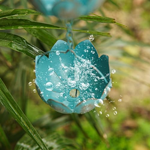 TZSSP Rain Chains Decorative Metal Rain Chain Bell with 12 Cups, Rain Chain for Gutters,8-1/2 Length, Blue - Image 3