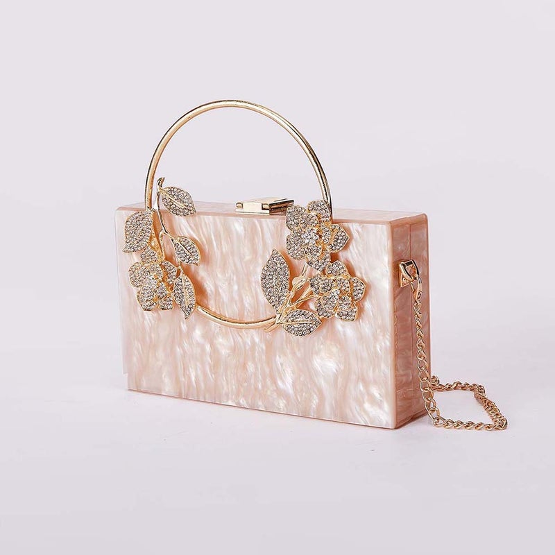Women'S New Flower Acrylic Evening Bag Shoulder Crossbody Wedding Banquet Clutch Chain Bag - Image 3