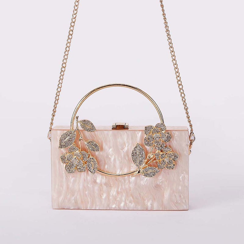 Women'S New Flower Acrylic Evening Bag Shoulder Crossbody Wedding Banquet Clutch Chain Bag - Image 5