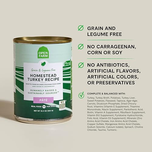 Open Farm Canned Dog Food, Pate for Complete & Balanced Nutrition, Grain Free and Legume-Free, Homestead Turkey Recipe, 12.5oz Cans (Pack of 12) - Image 2