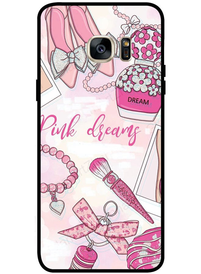 EYE CATCH Protective Case Cover For Samsung Galaxy S7 Smart Series Printed Protective Case Cover for Samsung S7 Pink Butterflies - Image 1