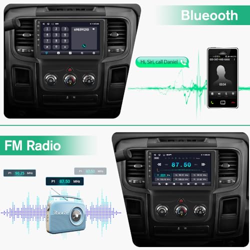 Junsun 4 Core 64GB ROM Car Radio Stereo for Dodge RAM 1500 2500 3500 2013 2014 2015 2016 2017 2018 with Android 13 Carplay Android Auto Bluetooth (Only fit Manual AC) - Image 5