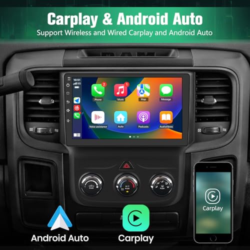 Junsun 4 Core 64GB ROM Car Radio Stereo for Dodge RAM 1500 2500 3500 2013 2014 2015 2016 2017 2018 with Android 13 Carplay Android Auto Bluetooth (Only fit Manual AC) - Image 3