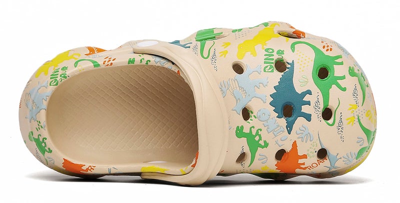 INMINPIN Kids Cute Clogs Cartoon Garden Shoes Boys Girls Slides Slippers Indoor Outdoor Children Water Shower Beach Pool Sandals,Beige A,7-8 Toddler,Kids - Image 3