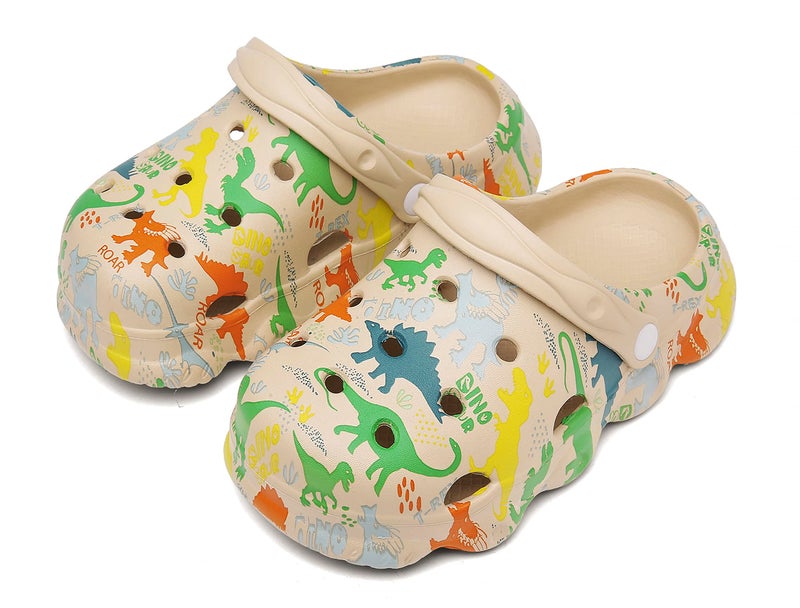 INMINPIN Kids Cute Clogs Cartoon Garden Shoes Boys Girls Slides Slippers Indoor Outdoor Children Water Shower Beach Pool Sandals,Beige A,7-8 Toddler,Kids - Image 4