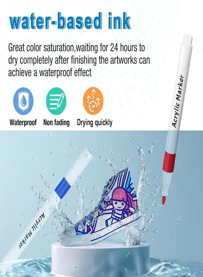 Corslet 24 Colours Acrylic Paint Marker Art Acrylic Marker Acrylic Markers Set Fine Tip Diy Supplies for Glass Diy Photo Albums Marker Paint Pens for Painting Brush Pen Sketch Colour Shades - Image 2