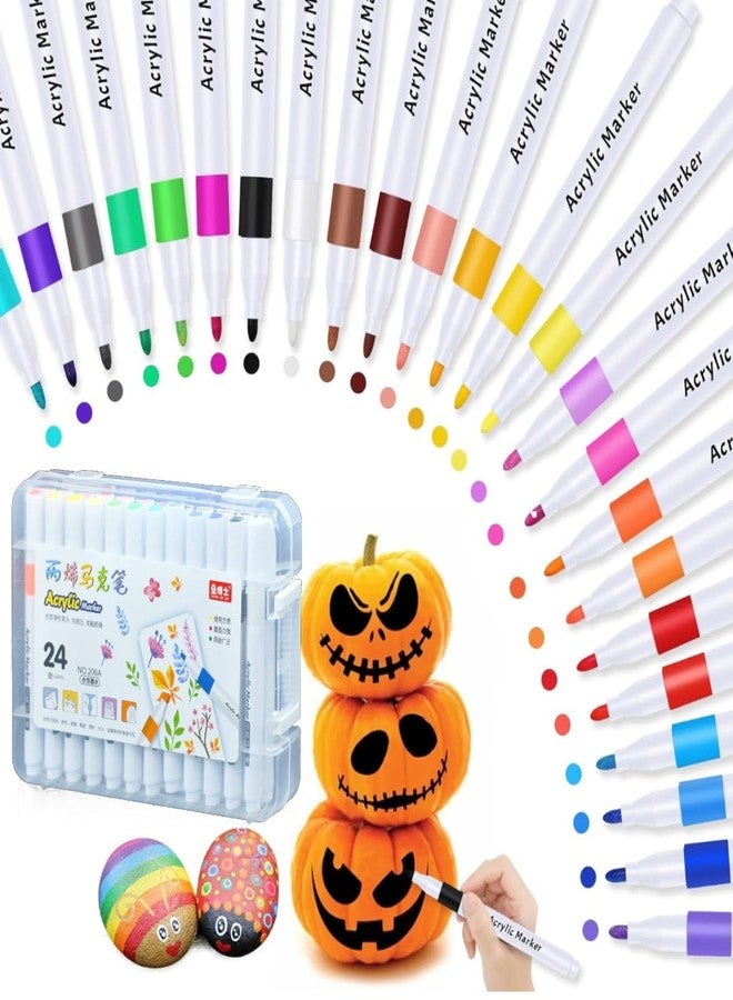Corslet 24 Colours Acrylic Paint Marker Art Acrylic Marker Acrylic Markers Set Fine Tip Diy Supplies for Glass Diy Photo Albums Marker Paint Pens for Painting Brush Pen Sketch Colour Shades - Image 1