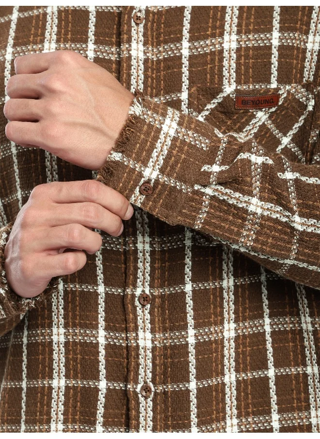 Beyoung Brown Rugged Flannel Overshirt