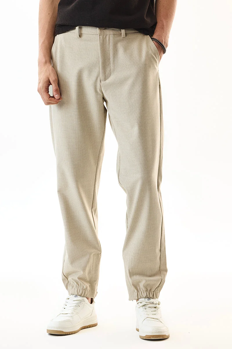 SNITCH Relaxed Fit Stretch Beige Trousers