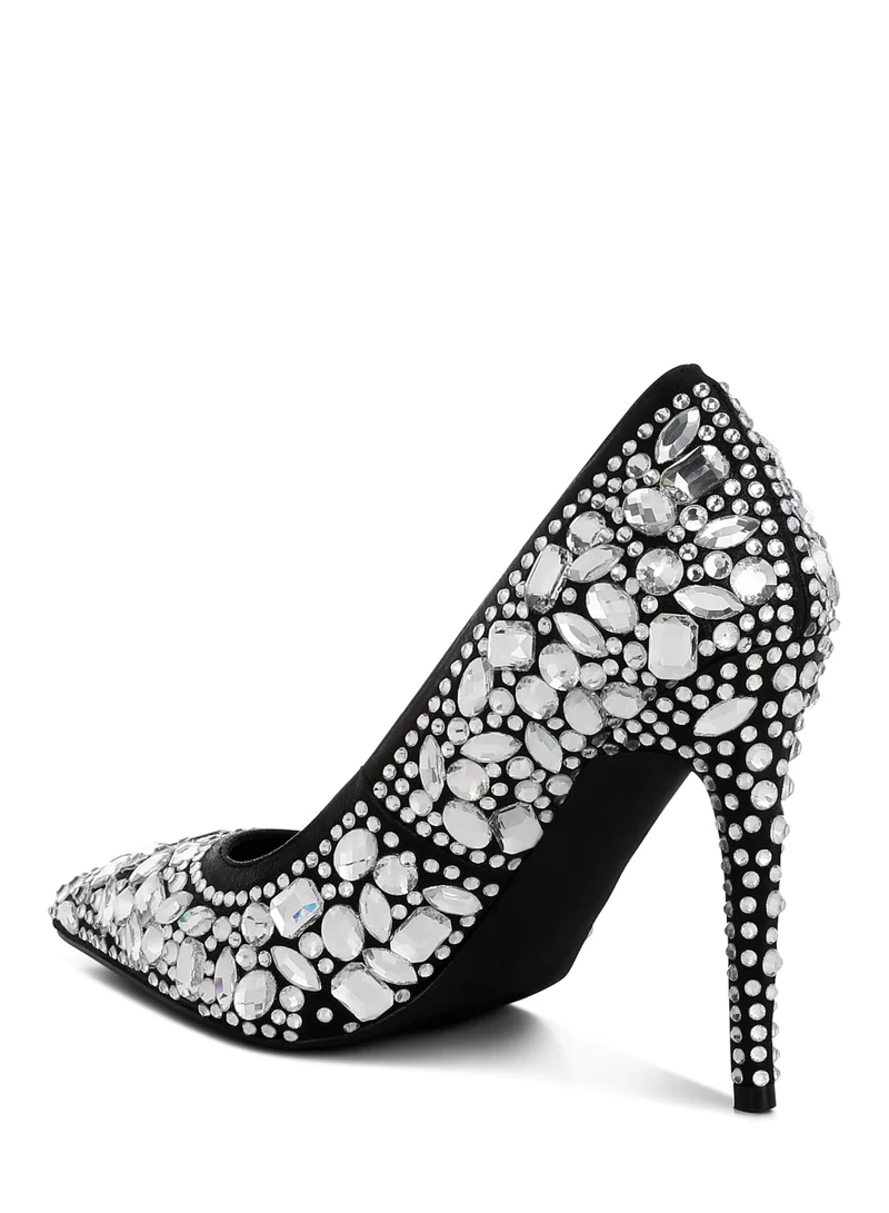 London Rag Diamante & Rhinestone Embellishments Pumps in Black