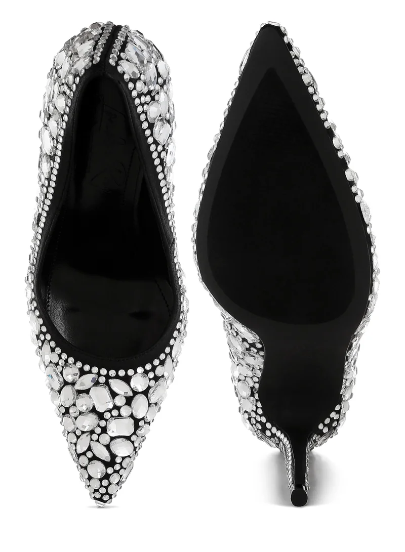 London Rag Diamante & Rhinestone Embellishments Pumps in Black