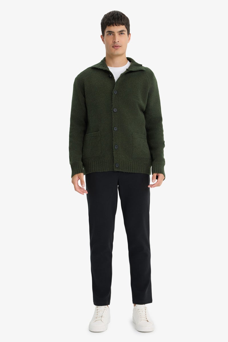 DeFacto Green Man Standard Fit Turtleneck Knitwear Cardigan Casual - Image 2