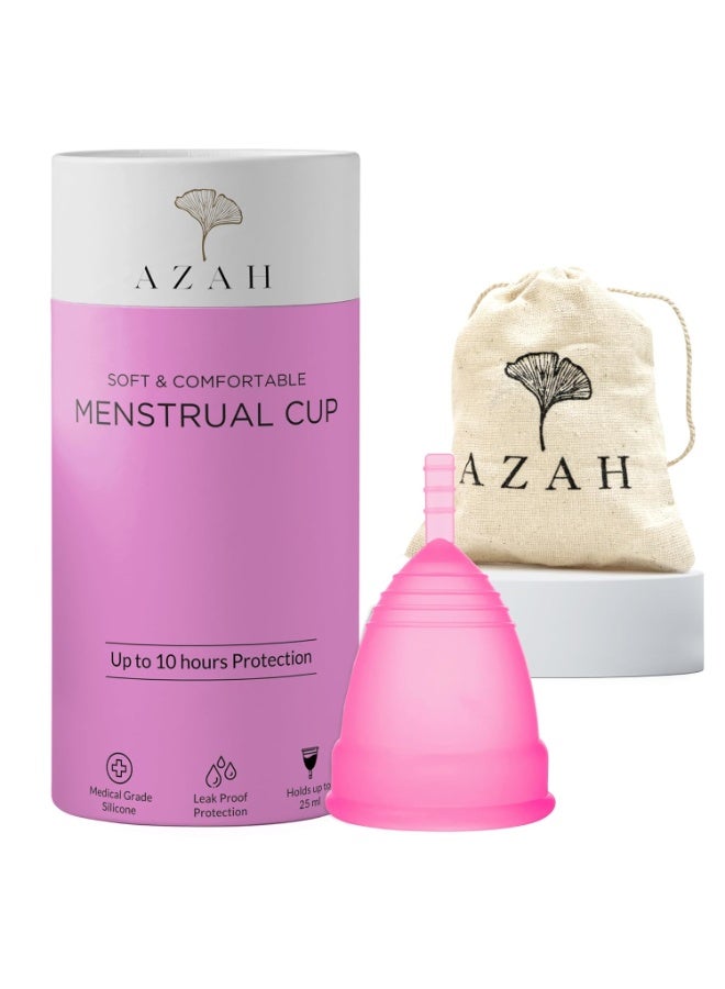 AZAH menstrual cup women Large 10 hrs protection medical grade silicone reusable periods no leakage odour rash free ultra soft pack of 2 - Image 1