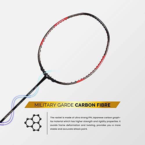Apacs Z-Ziggler (Unstrung, 38 LBS Max Tension) 6.4mm Slim Shaft | Made in Vietnam | 100% Japanese Graphite Badminton Racket with Free Full Cover | G2-4 1/8 inches (Black Red Grey) - Image 2