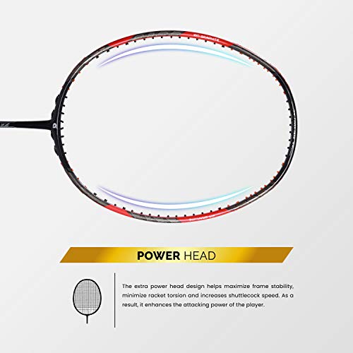 Apacs Z-Ziggler (Unstrung, 38 LBS Max Tension) 6.4mm Slim Shaft | Made in Vietnam | 100% Japanese Graphite Badminton Racket with Free Full Cover | G2-4 1/8 inches (Black Red Grey) - Image 3