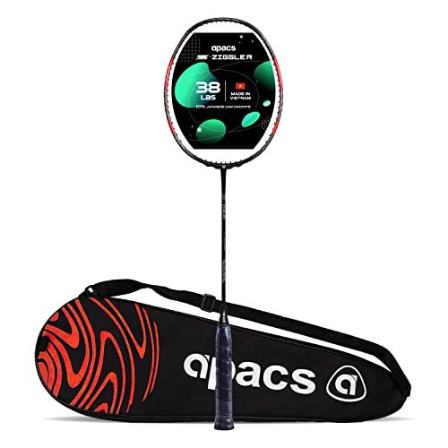 Apacs Z-Ziggler (Unstrung, 38 LBS Max Tension) 6.4mm Slim Shaft | Made in Vietnam | 100% Japanese Graphite Badminton Racket with Free Full Cover | G2-4 1/8 inches (Black Red Grey) - Image 1
