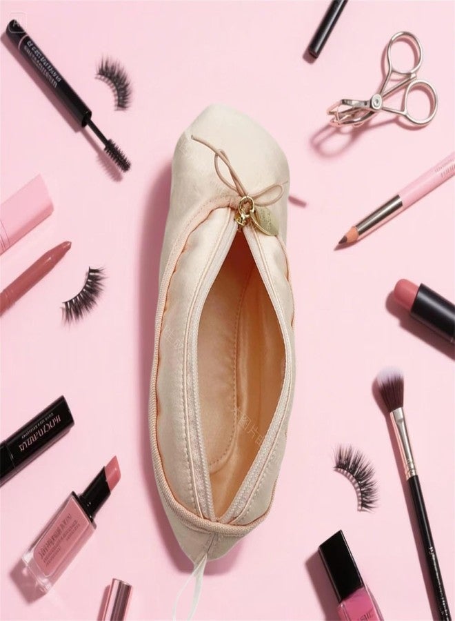CECKQUE Cute Ballet Slipper Pouch Makeup Bag Dance Recital Gifts Ballerina Dancer Stuff Accessories Pointe Shoe Cosmetic Bag (Pink-H2) - Image 4