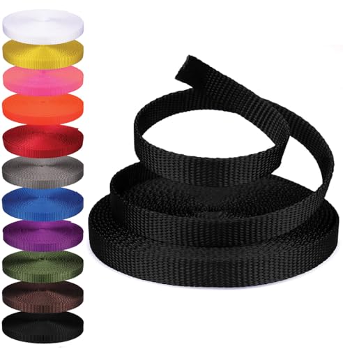 ROPE & CORD Rope and Cord Nylon Webbing – 1/2 in. Multipurpose Webbing for Cargo Straps, Pulley Lines, and More! – Black, 1 Yard - Image 1