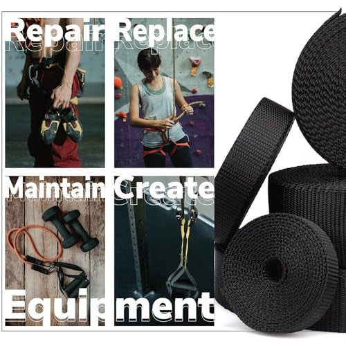 ROPE & CORD Rope and Cord Nylon Webbing – 1/2 in. Multipurpose Webbing for Cargo Straps, Pulley Lines, and More! – Black, 1 Yard - Image 3