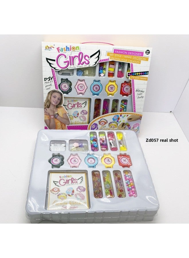Children's Educational DIY Beaded Braided Rope Electronic Watch Girls' Hand-woven Bracelet Diy Braided Rope Toys Wholesale-Color:ZD057 Beaded Electronic Watch  - Image 1