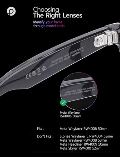 PapaViva Replacement Lenses for RayBan Meta Wayfarer RW4006 RW4012 50mm AI Glasses Adapt Silver Shield Photochromic Pro - Image 3