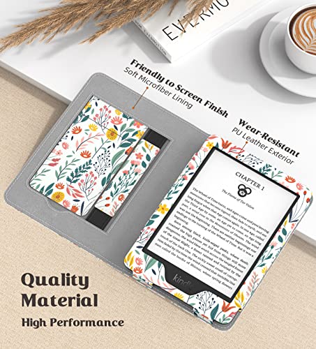 MoKo Case Fits All-New 6" Kindle (11th Generation, 2024/2022 Release)(10/8th Gen,2019/2016), Ultra Lightweight PU Shell Cover with Auto Wake/Sleep for Kindle 2024, Flowers - Image 4