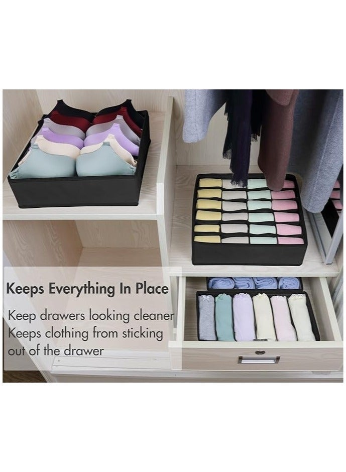 4 Pack Foldable Underwear and Bras Drawer Organizers, Fabric Closet Dresser Drawers Organizers Dividers, Clothing Storage Organizers Box for Lingerie, Panties, Socks, Briefs,Ties, Black - Image 5