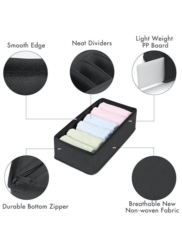 4 Pack Foldable Underwear and Bras Drawer Organizers, Fabric Closet Dresser Drawers Organizers Dividers, Clothing Storage Organizers Box for Lingerie, Panties, Socks, Briefs,Ties, Black - Image 4
