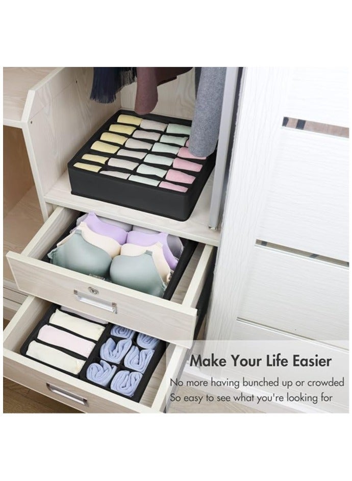 4 Pack Foldable Underwear and Bras Drawer Organizers, Fabric Closet Dresser Drawers Organizers Dividers, Clothing Storage Organizers Box for Lingerie, Panties, Socks, Briefs,Ties, Black - Image 3