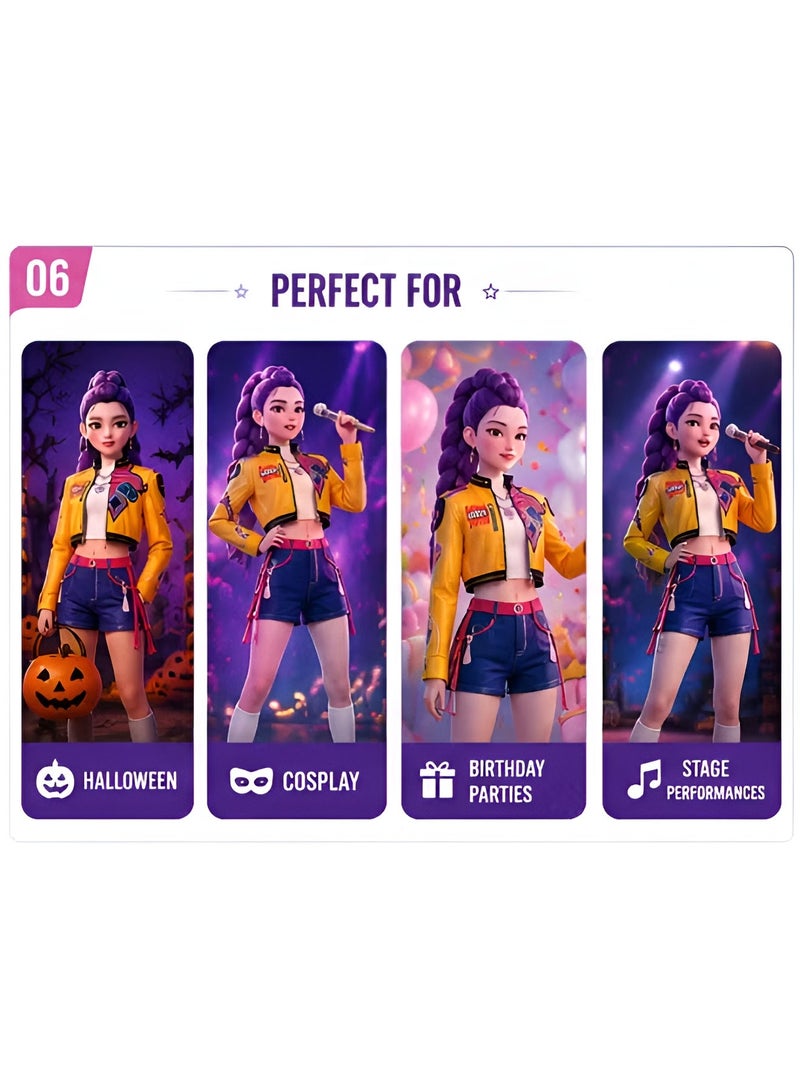 Kpop Demon Hunters Cosplay Costume Rumi Zoey Mira Kids Girls 3-Piece Kpop Idol Stage Performance Outfit Halloween - Image 5