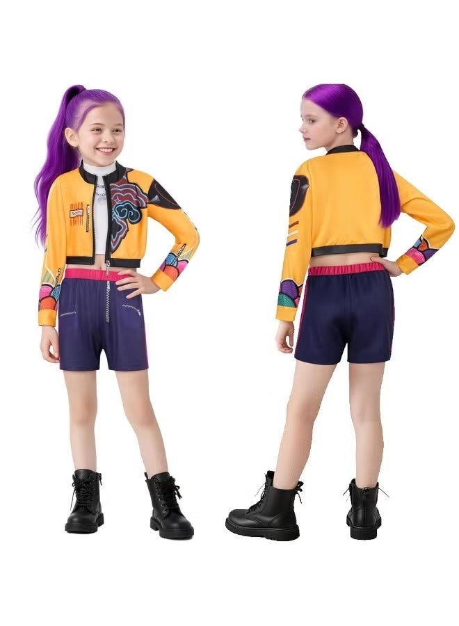Kpop Demon Hunters Cosplay Costume Rumi Zoey Mira Kids Girls 3-Piece Kpop Idol Stage Performance Outfit Halloween - Image 4
